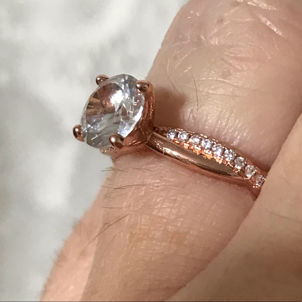 Rose Gold over Sterling Solitaire - Picture 3 of 7